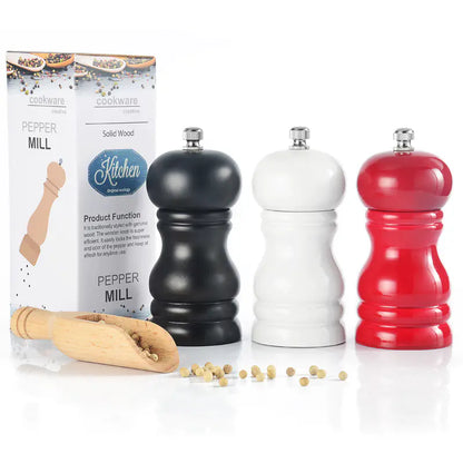 4-Inch Solid Wood Pepper Grinder for Fresh Black Pepper