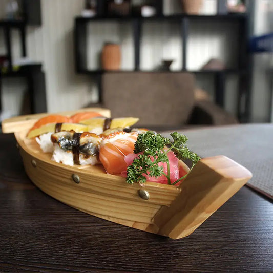 Pine Wood Sushi Serving Boat