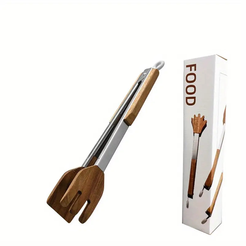 9-Inch Polished Stainless Steel BBQ Tongs (1pc)