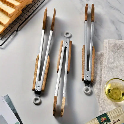 9-Inch Polished Stainless Steel BBQ Tongs (1pc)