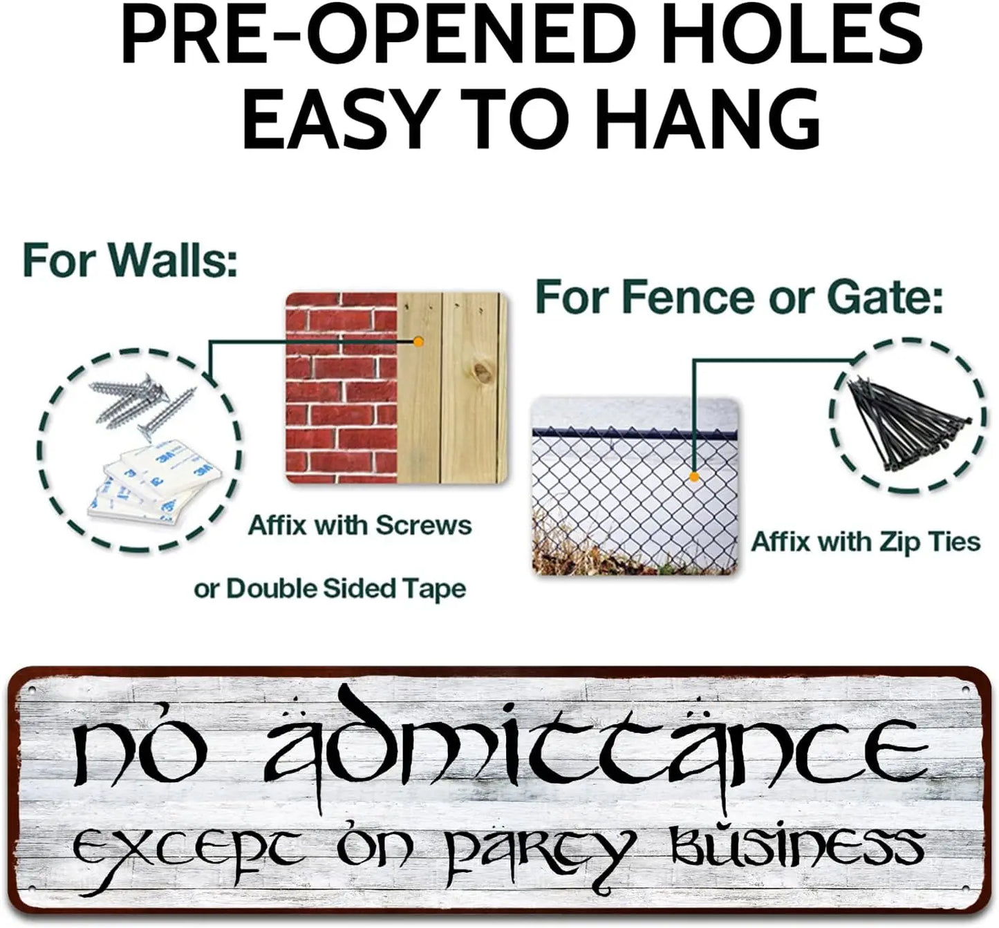 "No Admittance Except on Party Business" Sign - Lord Of The Ring