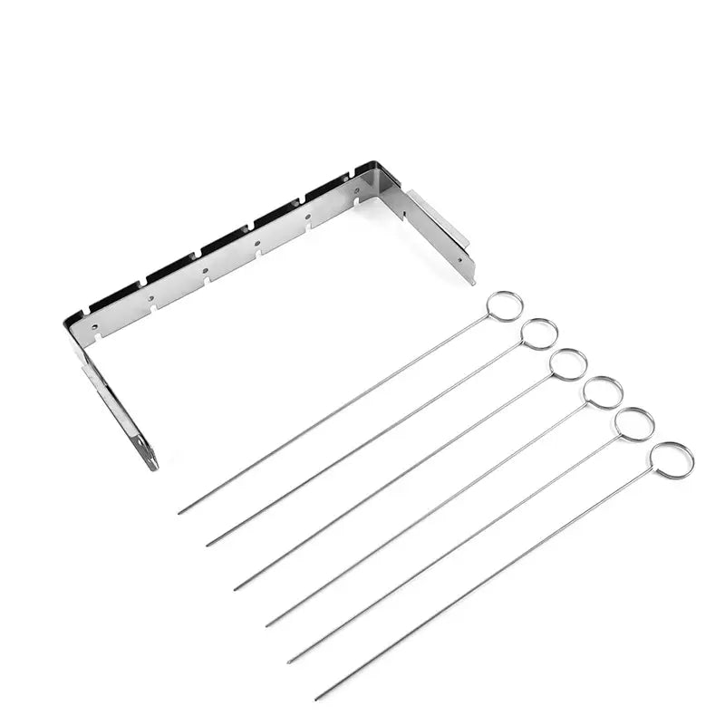 Portable Stainless Steel BBQ Grill with Skewers Rack