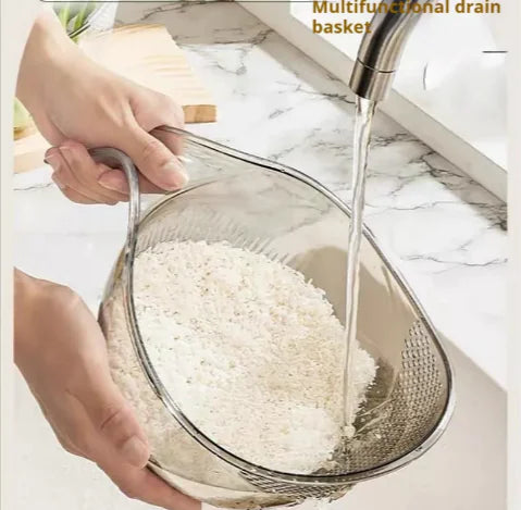 3 in 1 Drain Basket – Rice Washer, Veggie Basin, & Fruit Strainer