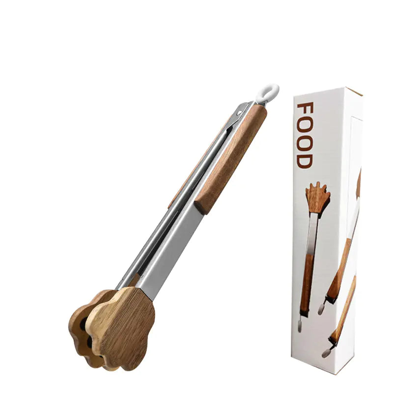9-Inch Polished Stainless Steel BBQ Tongs (1pc)
