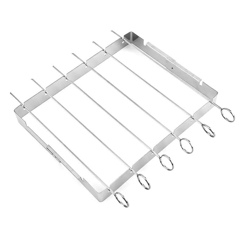 Portable Stainless Steel BBQ Grill with Skewers Rack