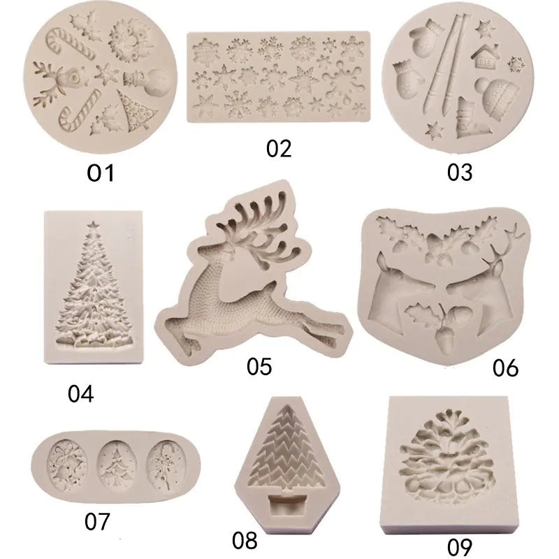 Christmas Silicone Molds for Cake Decorations (Set)