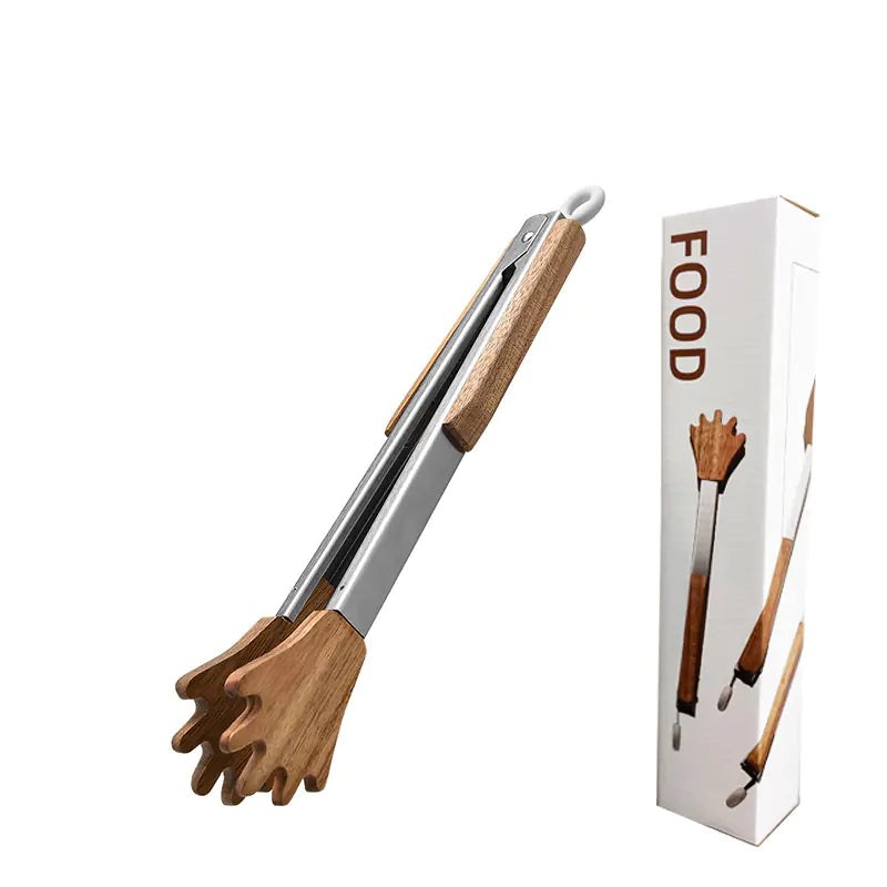 9-Inch Polished Stainless Steel BBQ Tongs (1pc)