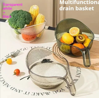 3 in 1 Drain Basket – Rice Washer, Veggie Basin, & Fruit Strainer
