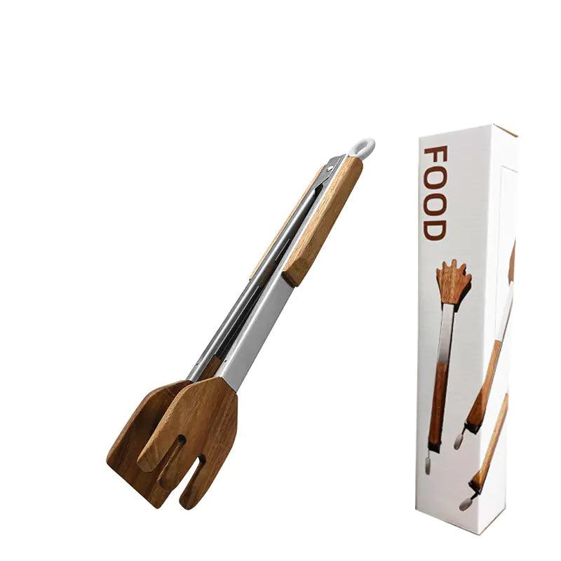 9-Inch Polished Stainless Steel BBQ Tongs (1pc)