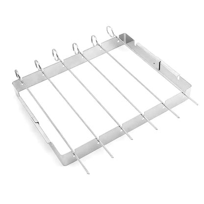 Portable Stainless Steel BBQ Grill with Skewers Rack